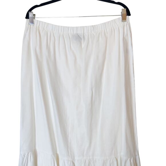 Saks Fifth Avenue Linen Cotton White Tiered Pull On Tiered Maxi Skirt XL Coastal - Picture 3 of 8